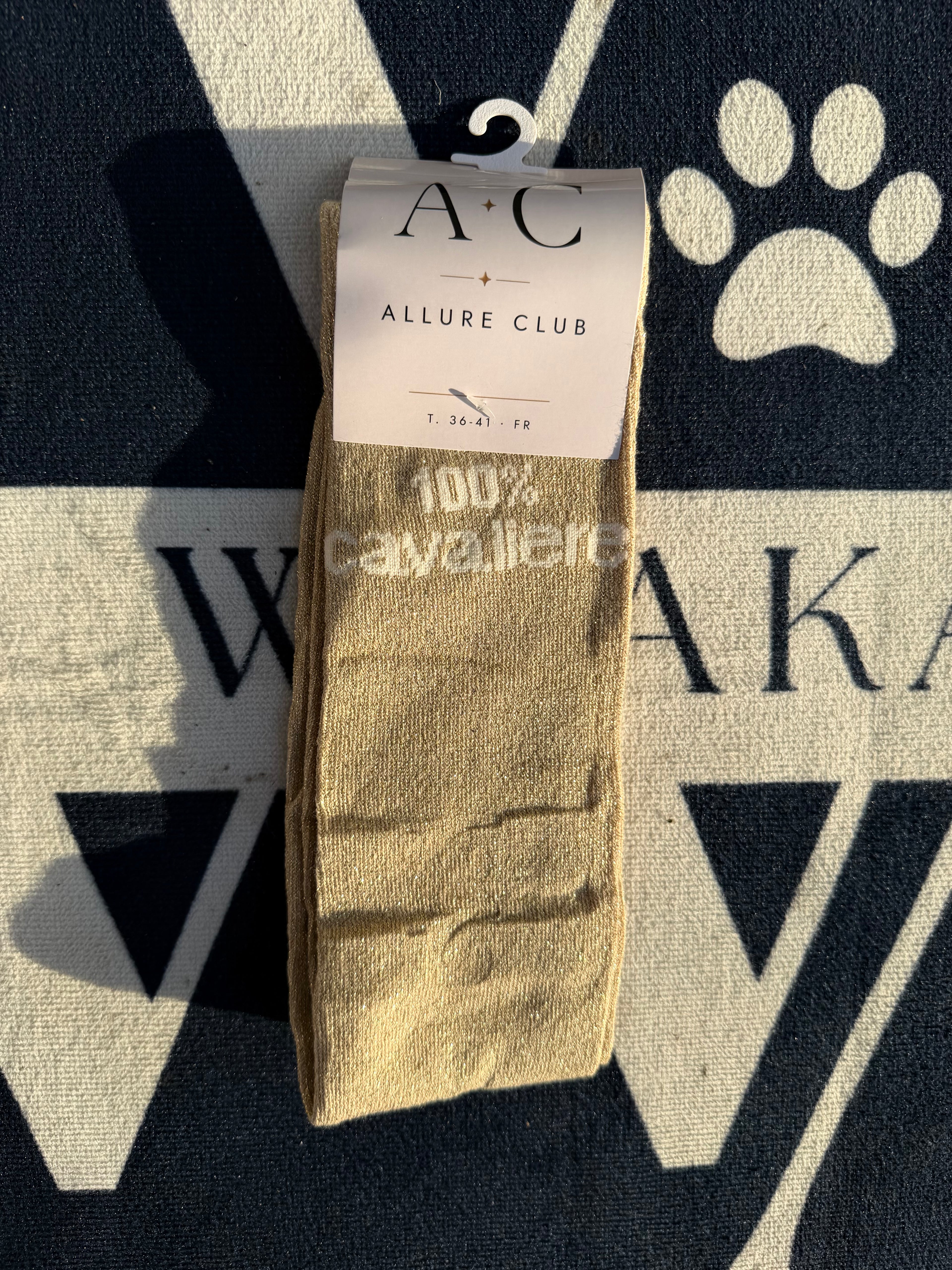 Chaussettes d'équitation or 100% cavalière à plat