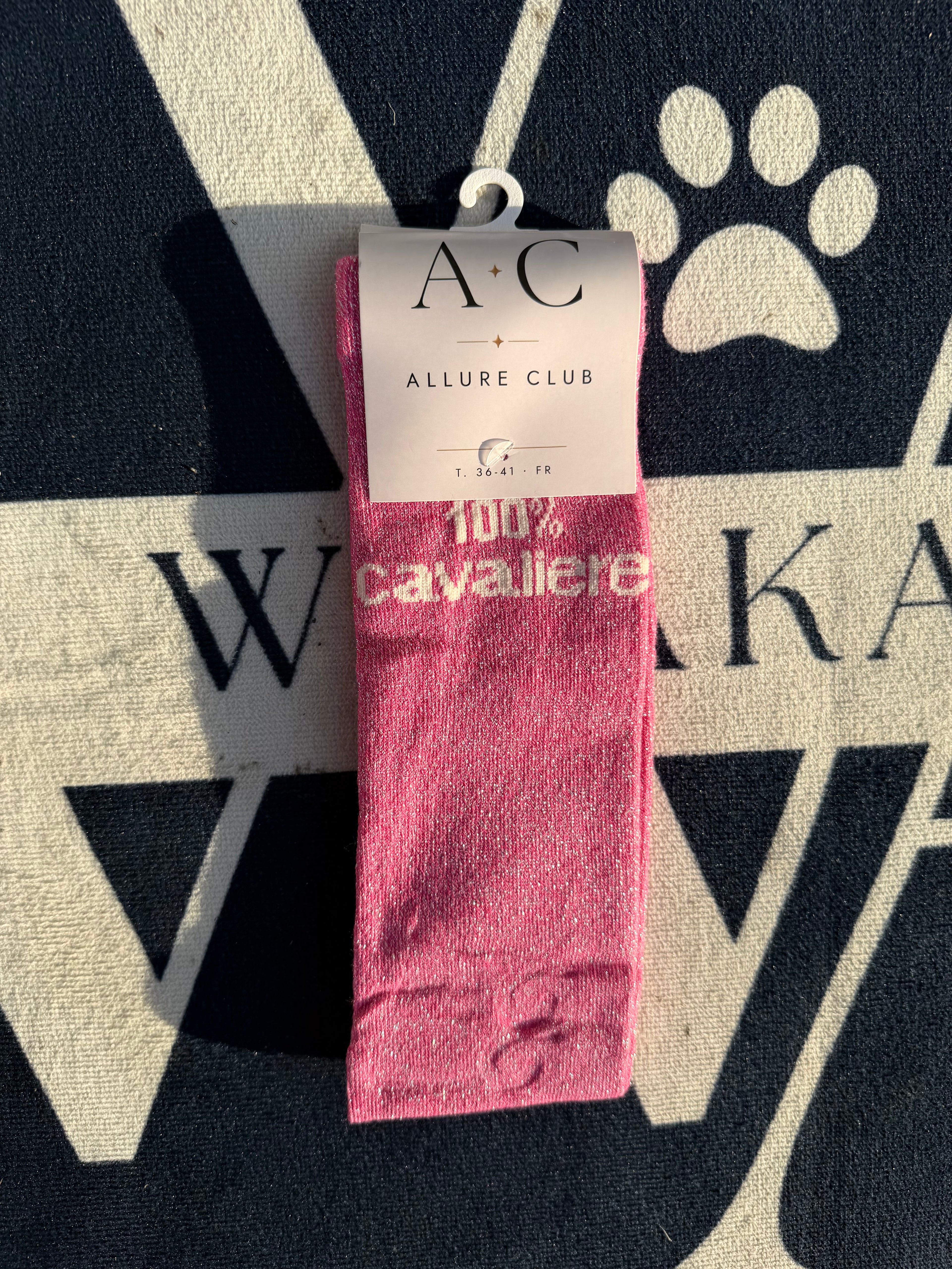 Chaussettes d'équitation rose 100% cavalière à plat