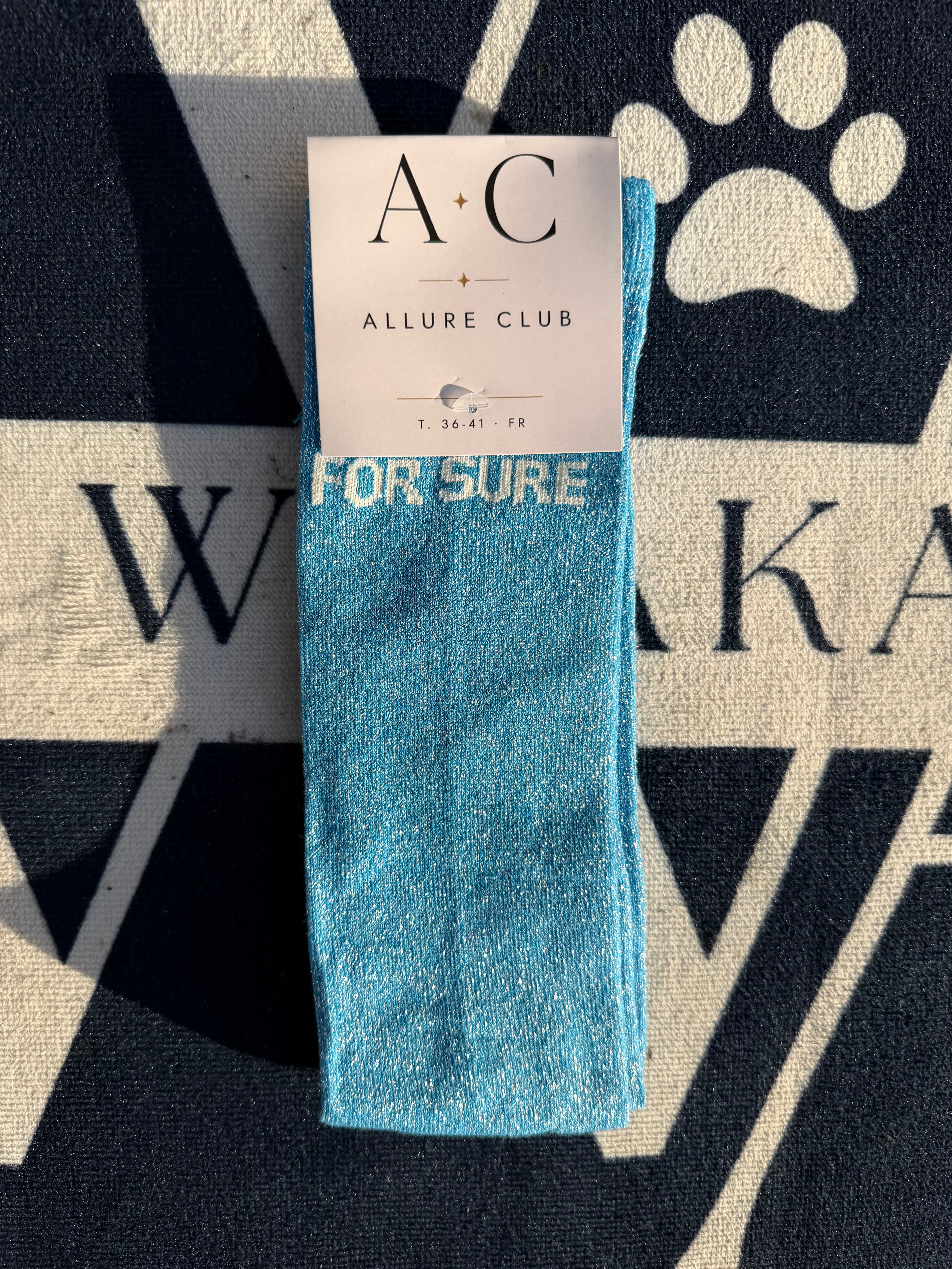 Chaussettes d'équitation bleu For sure à plat