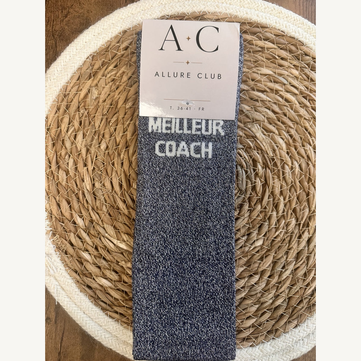 Chaussettes d'équitation grise Meilleur coach à plat